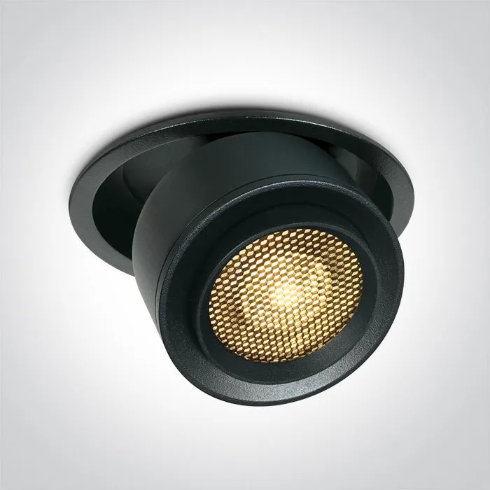 11128G  - COB LED zoomable 15°-45° adjustable downlight with removable honeycomb.