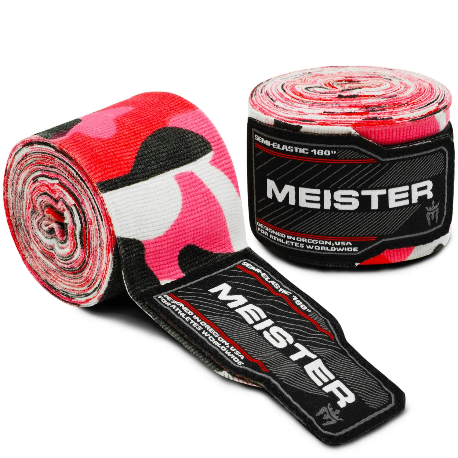 180" Semi-Elastic Hand Wraps for MMA & Boxing (Pair) - Pink Camo