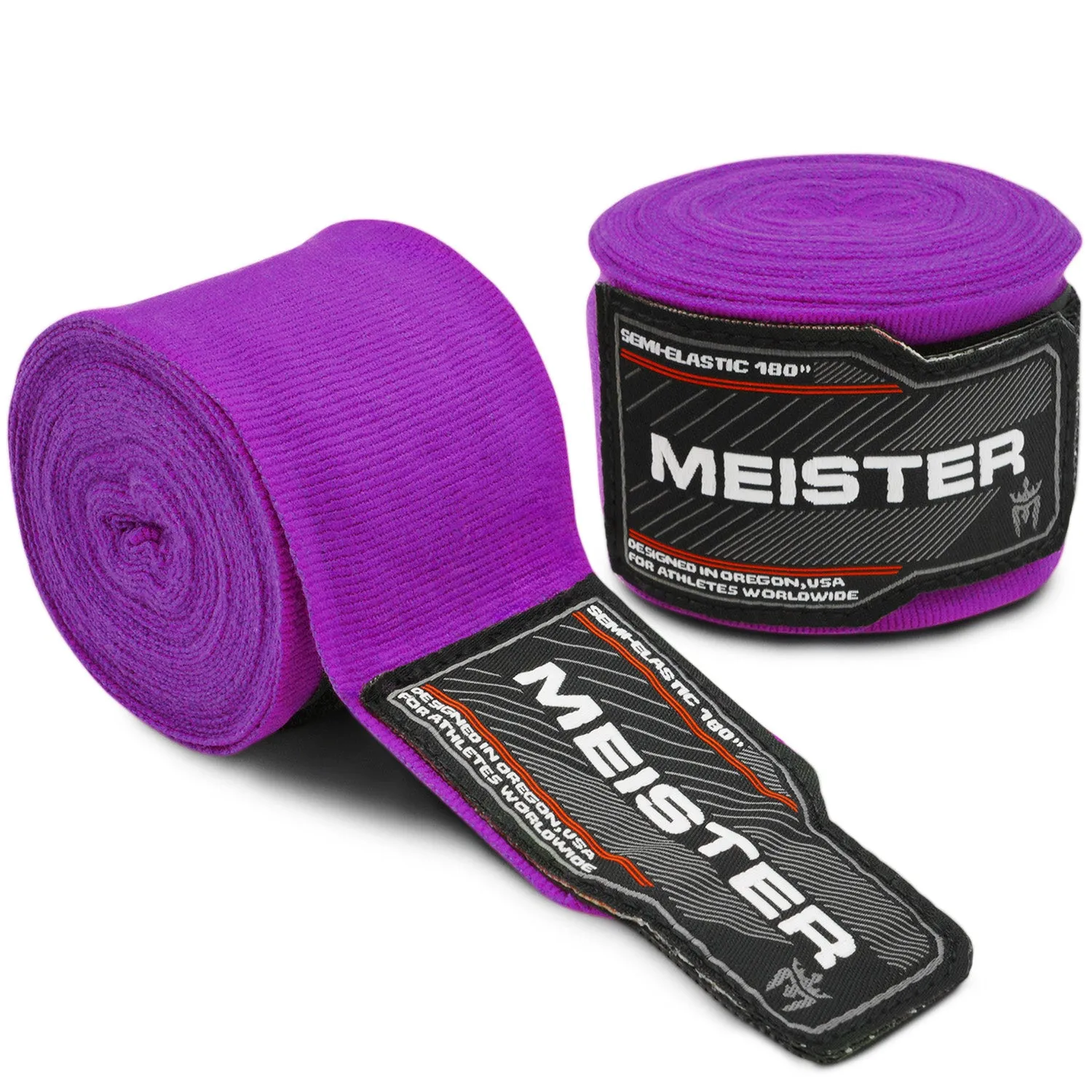 180" Semi-Elastic Hand Wraps for MMA & Boxing (Pair) - Purple