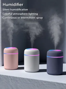 1pc New Colorful Car Humidifier, USB Powered, Minimalistic Design Humidifier With 7-Color Mood Light, 2 Modes, Intermittent Mist, Suitable For Car/Home/Office Use