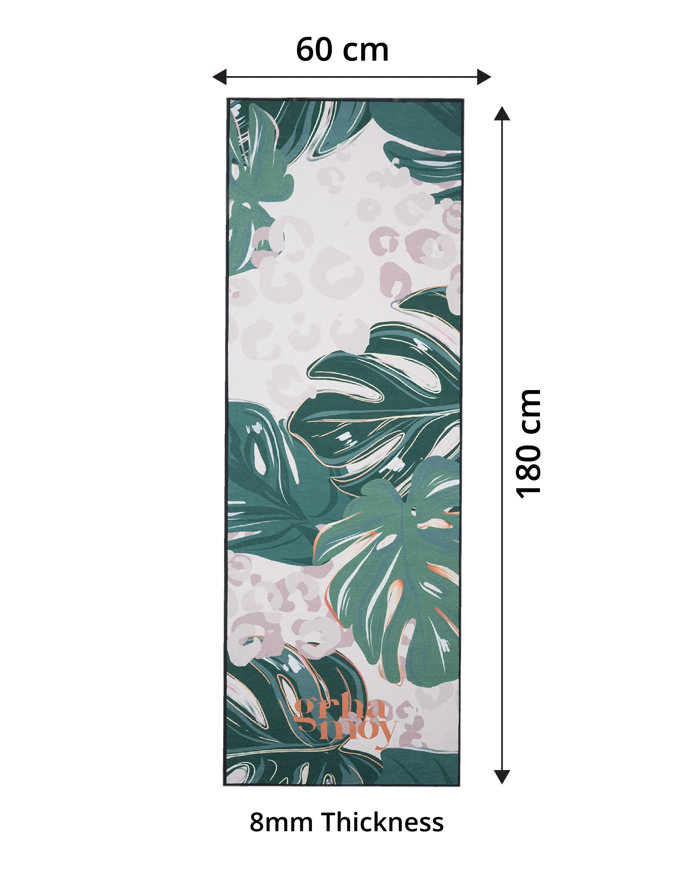 8mm Green Leaf Yoga Mat Online | Grhamoy