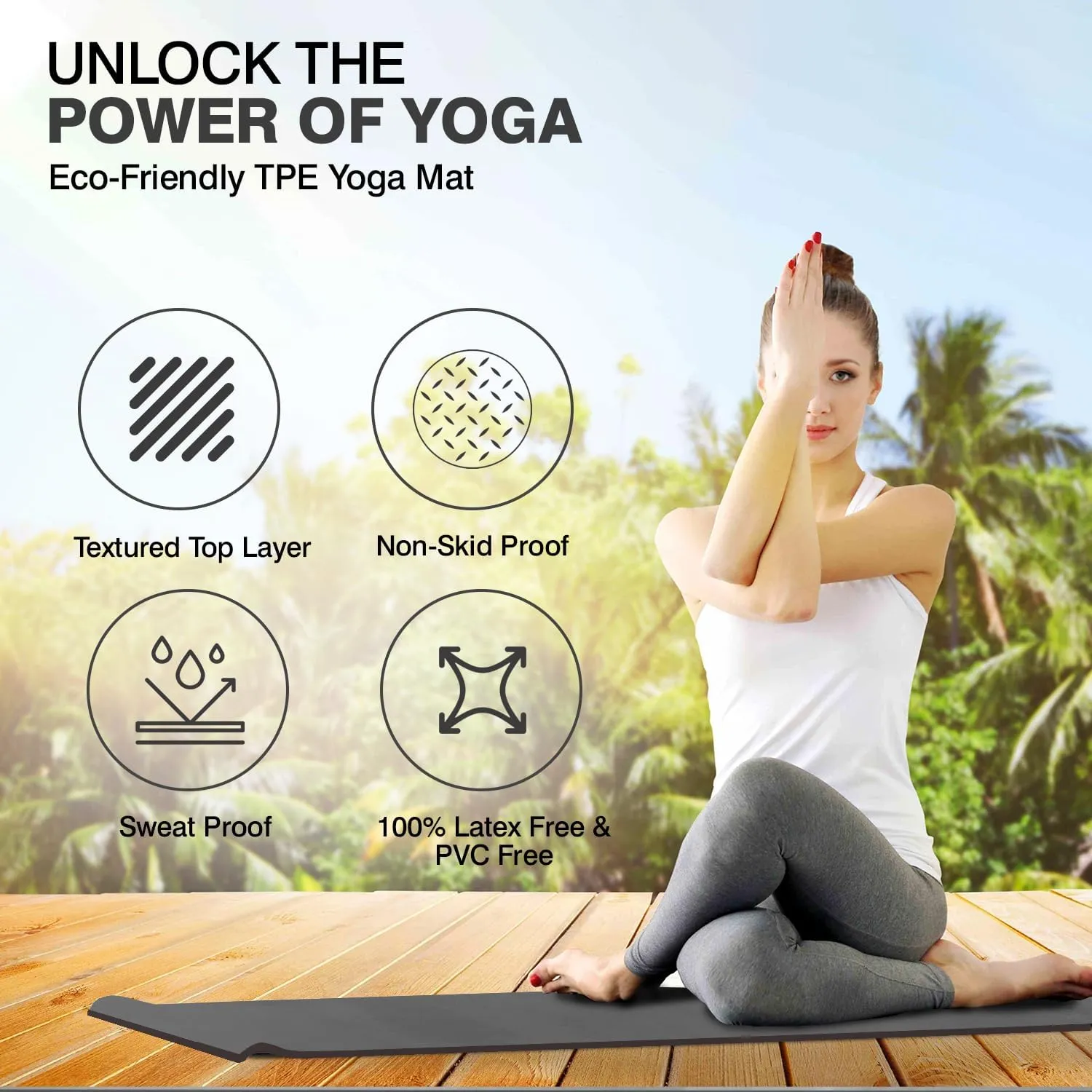 8mm Thick Yoga Mat for Men & Women - 72"x24" TPE Non-Slip Exercise Workout Mat for Home, Gym, Outdoor - Eco-Friendly Pilates Fitness Floor Washable Yoga Matts Excersing Equipment