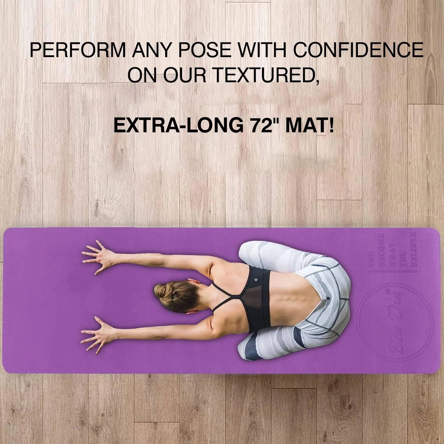 8mm Thick Yoga Mat for Men & Women - 72"x24" TPE Non-Slip Exercise Workout Mat for Home, Gym, Outdoor - Eco-Friendly Pilates Fitness Floor Washable Yoga Matts Excersing Equipment