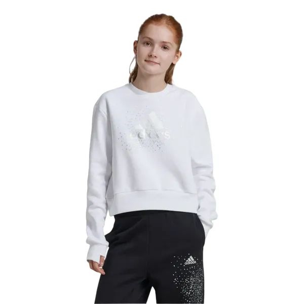 Adidas felpa girocollo da ragazza IX9330 bianco