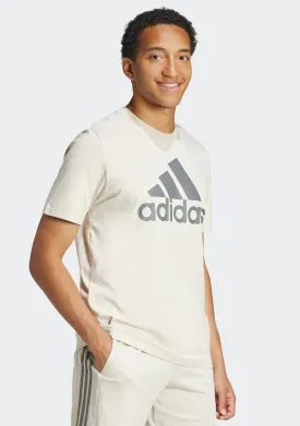 Adidas Men's Essentials Single Jersey Big Logo Tee Beige