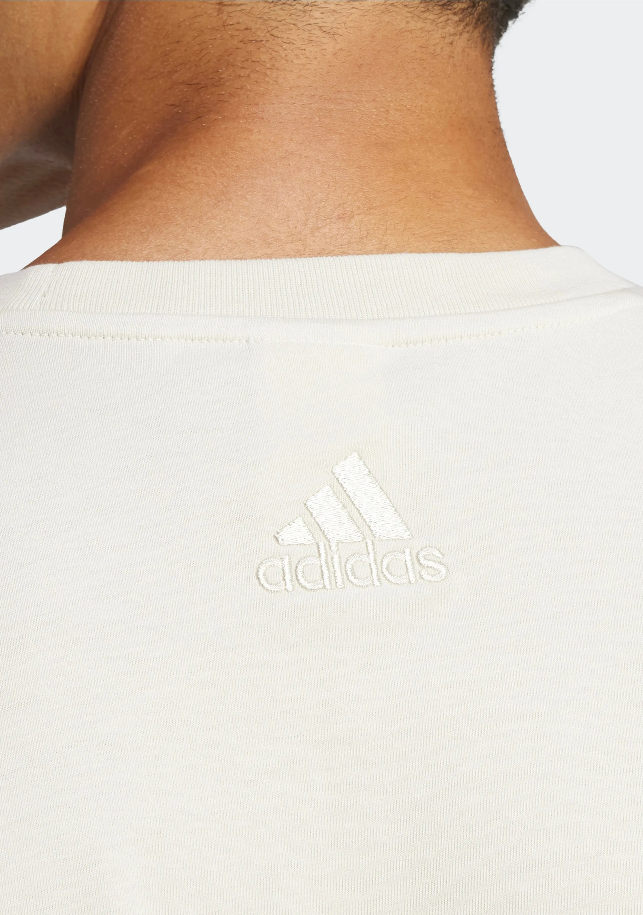 Adidas Men's Essentials Single Jersey Big Logo Tee Beige