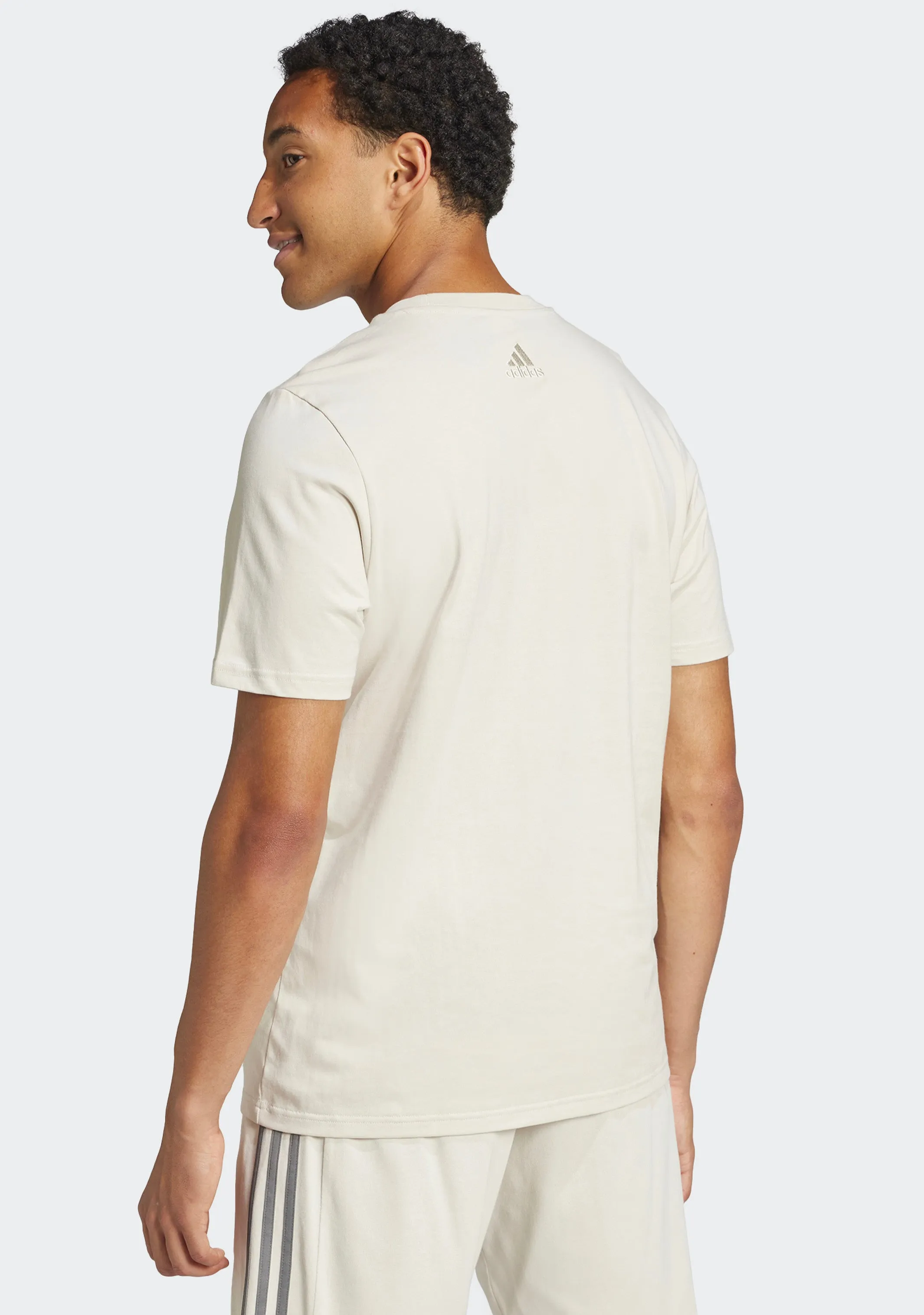 Adidas Men's Essentials Single Jersey Big Logo Tee Beige