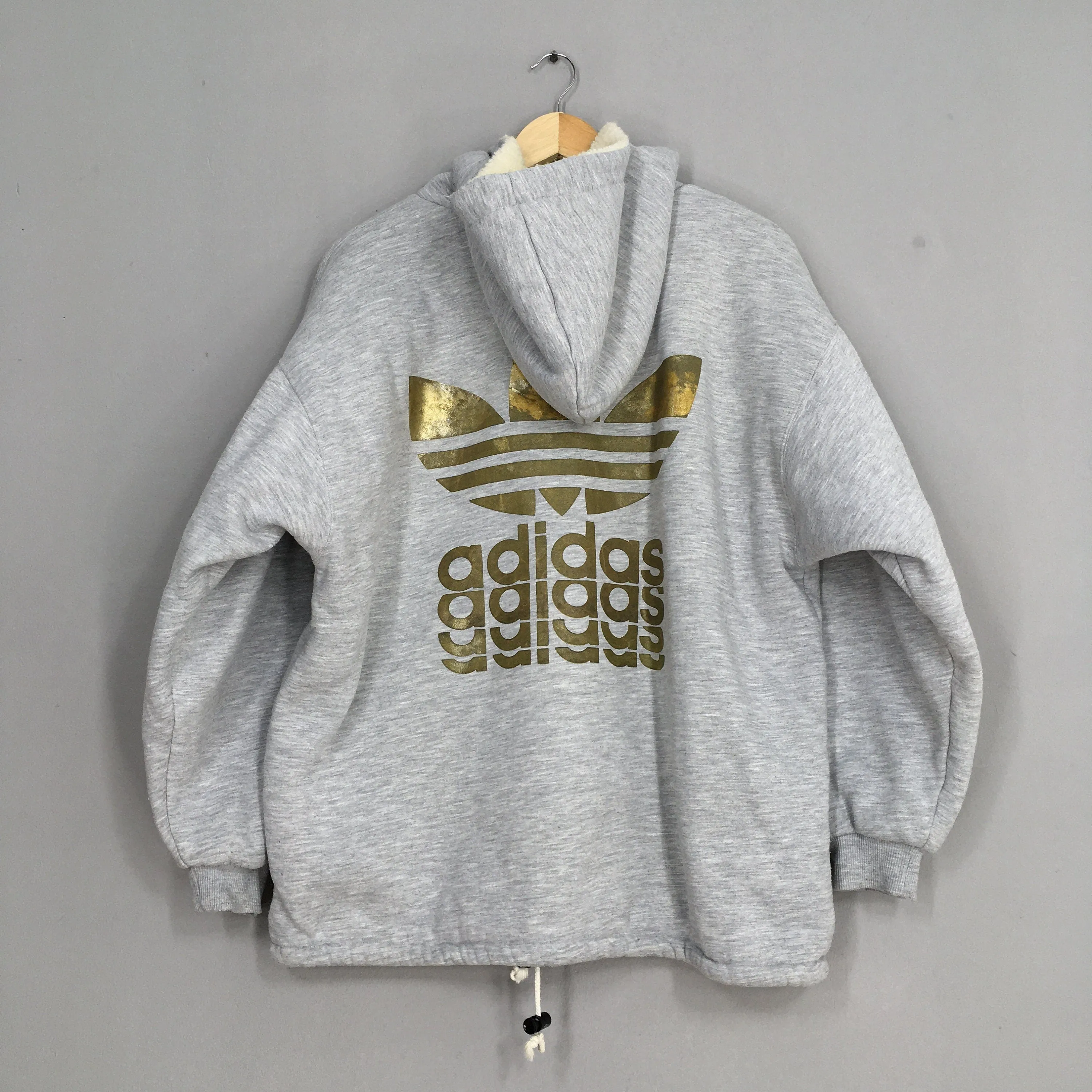 Adidas Trefoil Sherpa Hoodie Sweatshirt Medium