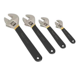 Adjustable Wrench Set 4pc Ni-Fe Finish