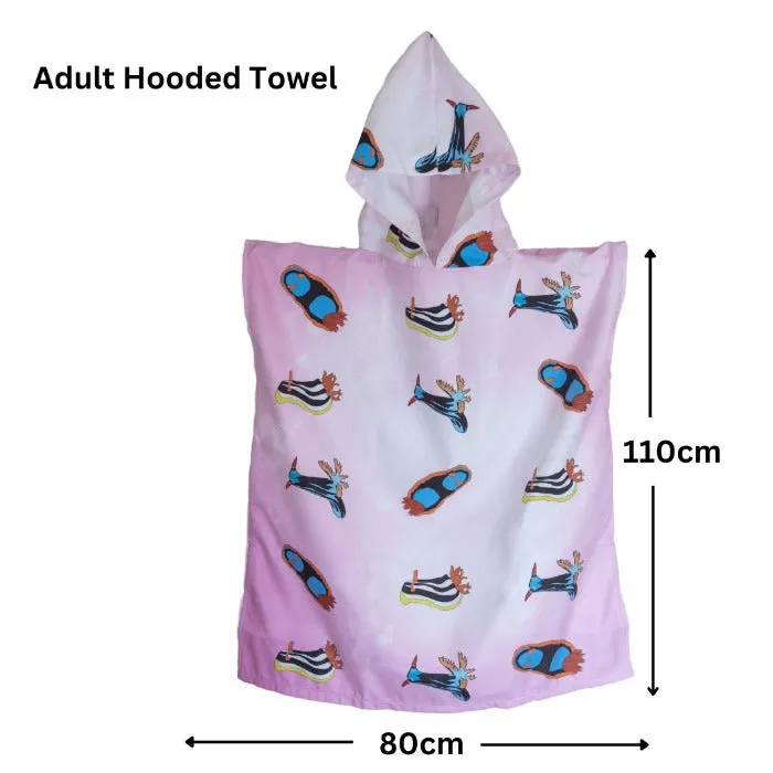 Adult Pink Nudibranch Towel | Hooded Towel | Sandy Toes Beachwear