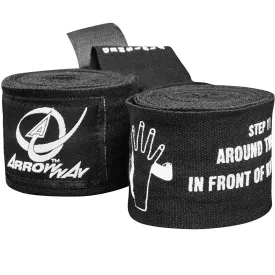 ArrowWay Instructional Hand Wraps for Boxing & MMA - Black