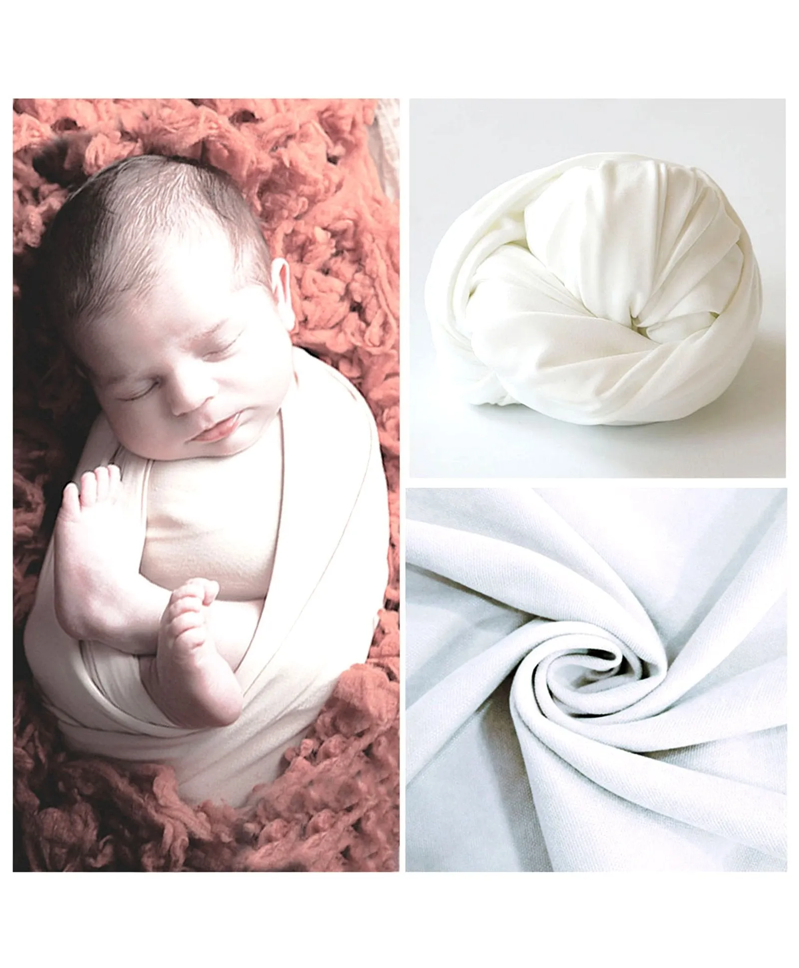 Babymoon Jersey Stretchble Baby Photography Shoot Wrap Cloth- Snow White