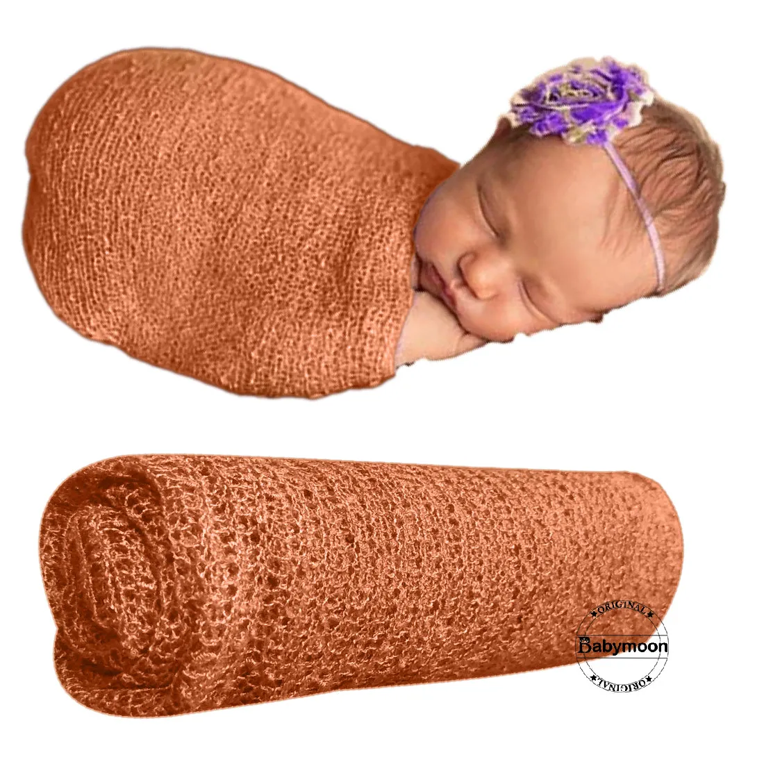 Babymoon Mohair Stretchble Baby Photography Shoot Wrap Cloth - Orange