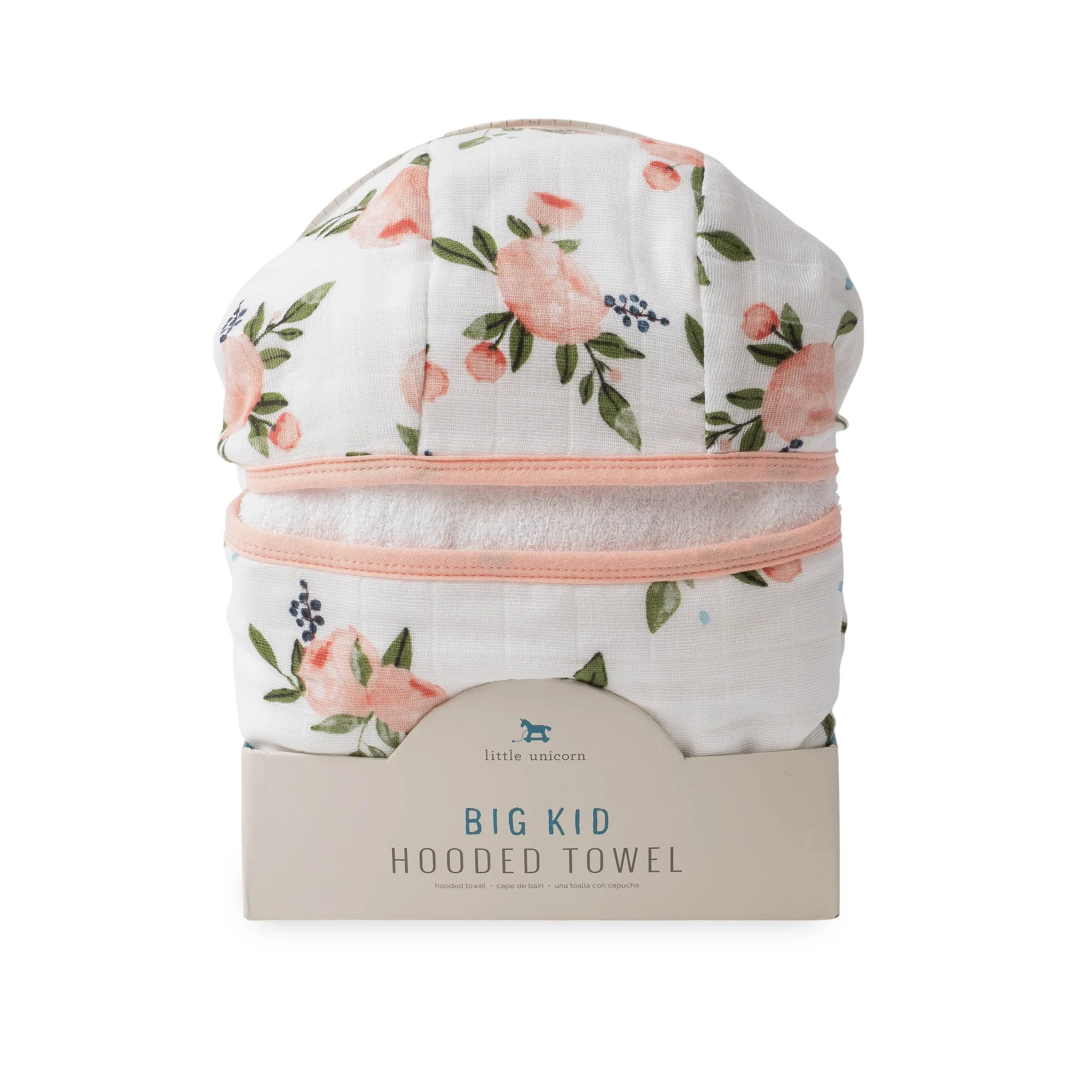 Big Kid Hooded Towel - Watercolour Rose