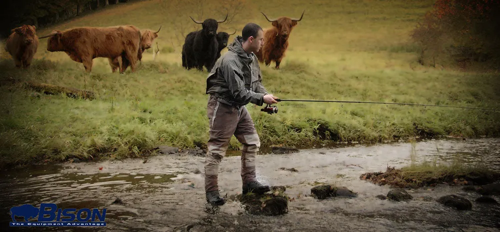 BISON BREATHABLE WAIST WADERS COMPLETE WITH MK2 RUBBER OR FELT SOLE WADING BOOTS