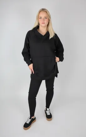 Black Oversized Leggings and Hoodie Set