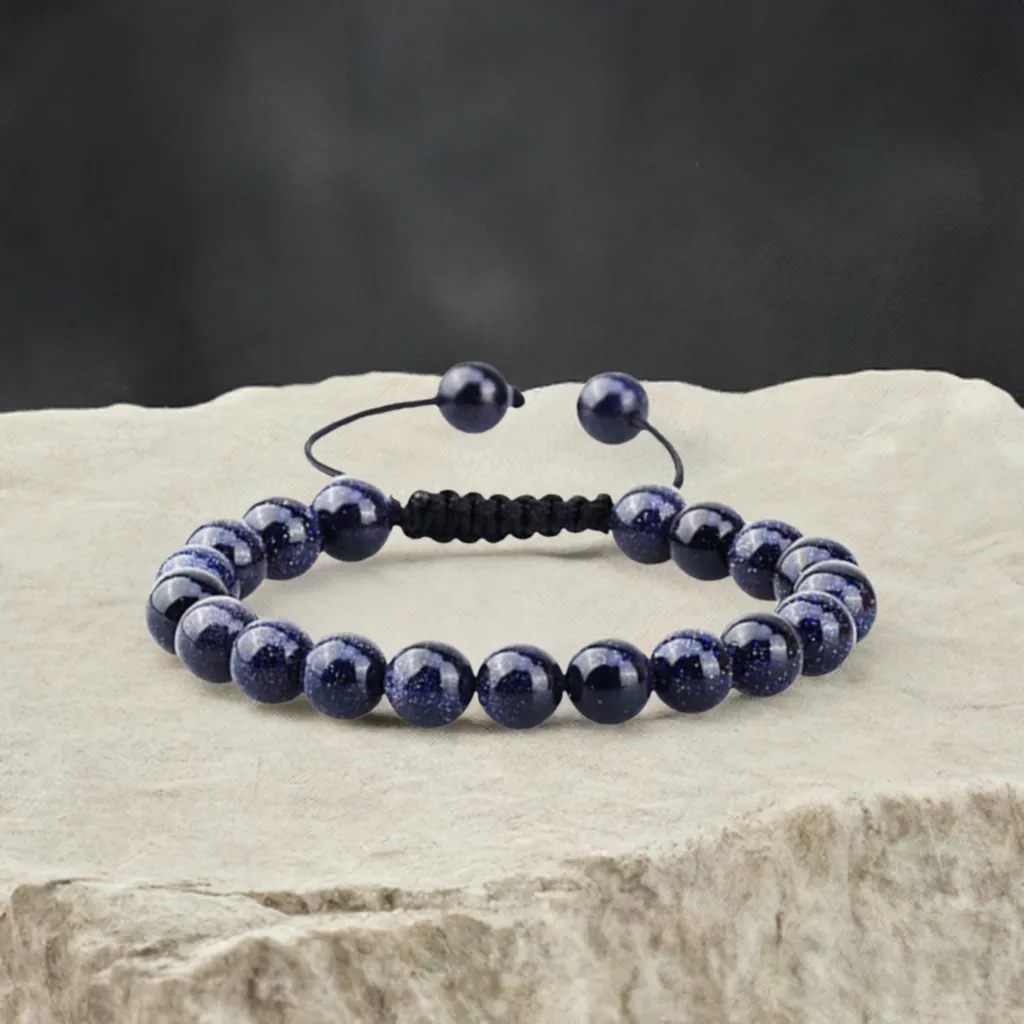 Blue Goldstone Adjustable Rope Bracelet | Ambition, Protection & Style