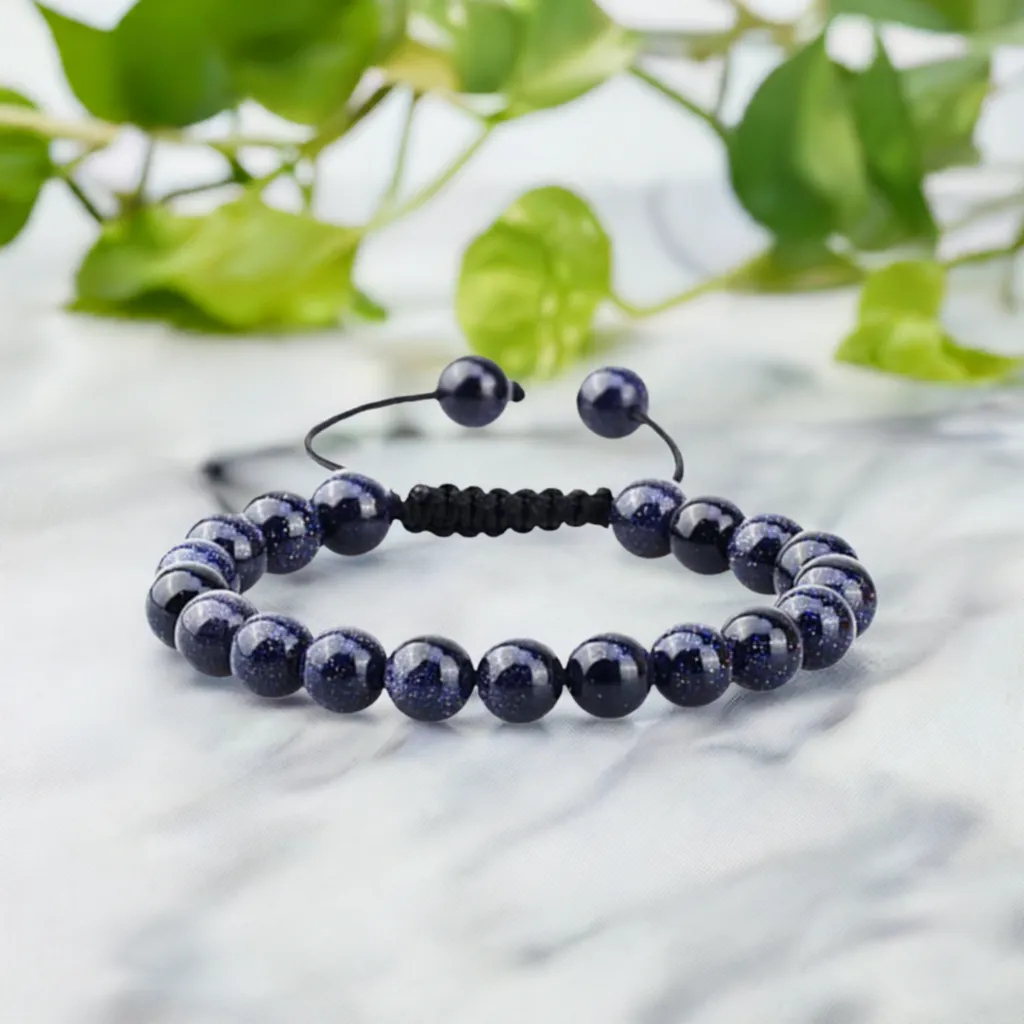 Blue Goldstone Adjustable Rope Bracelet | Ambition, Protection & Style