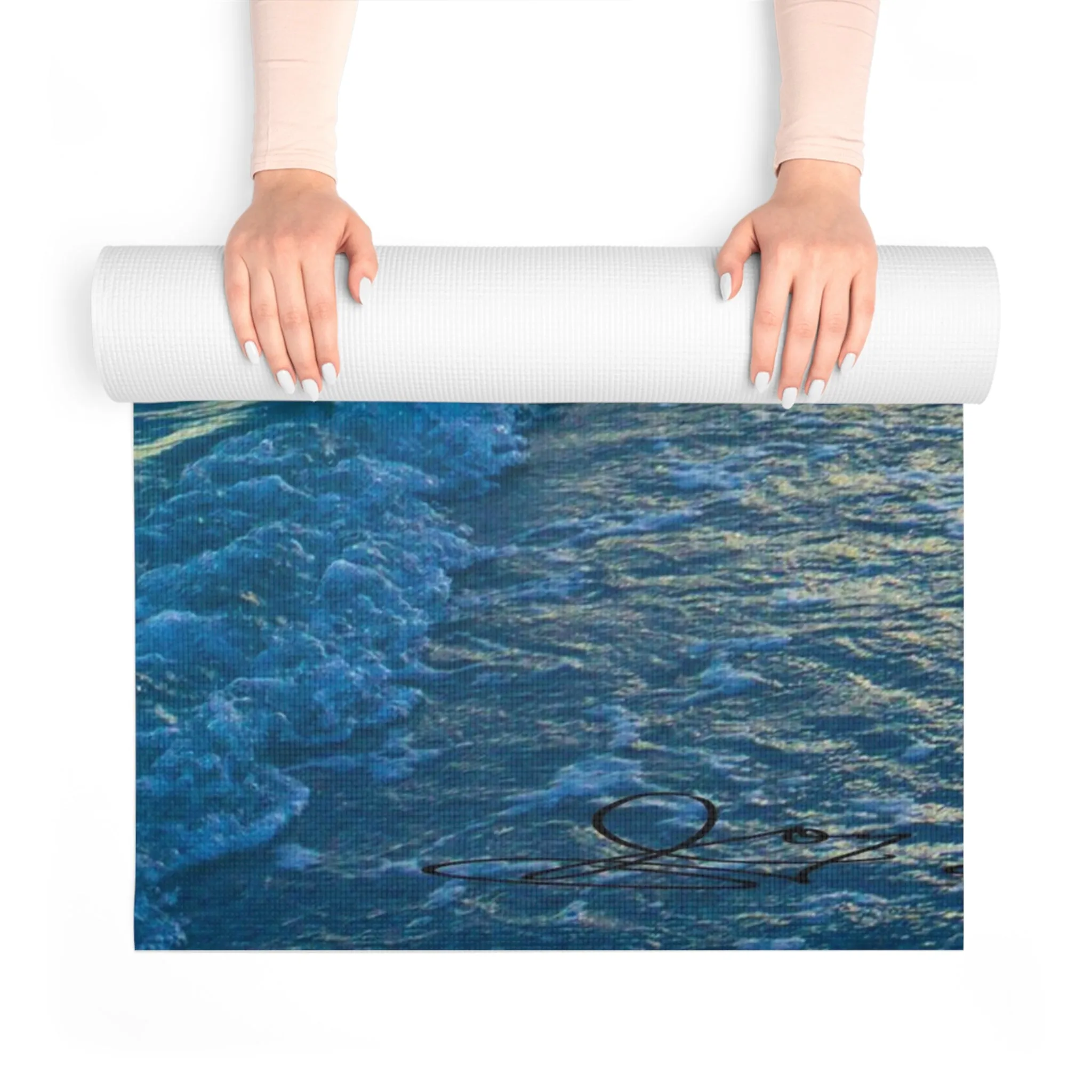 Blue Sea Glass - Foam Yoga Mat Custom Print Yoga Mats  Lightweight Cushioned Yoga Mat Edge to Edge Print Yoga Mats Synthetic Thermoplastic