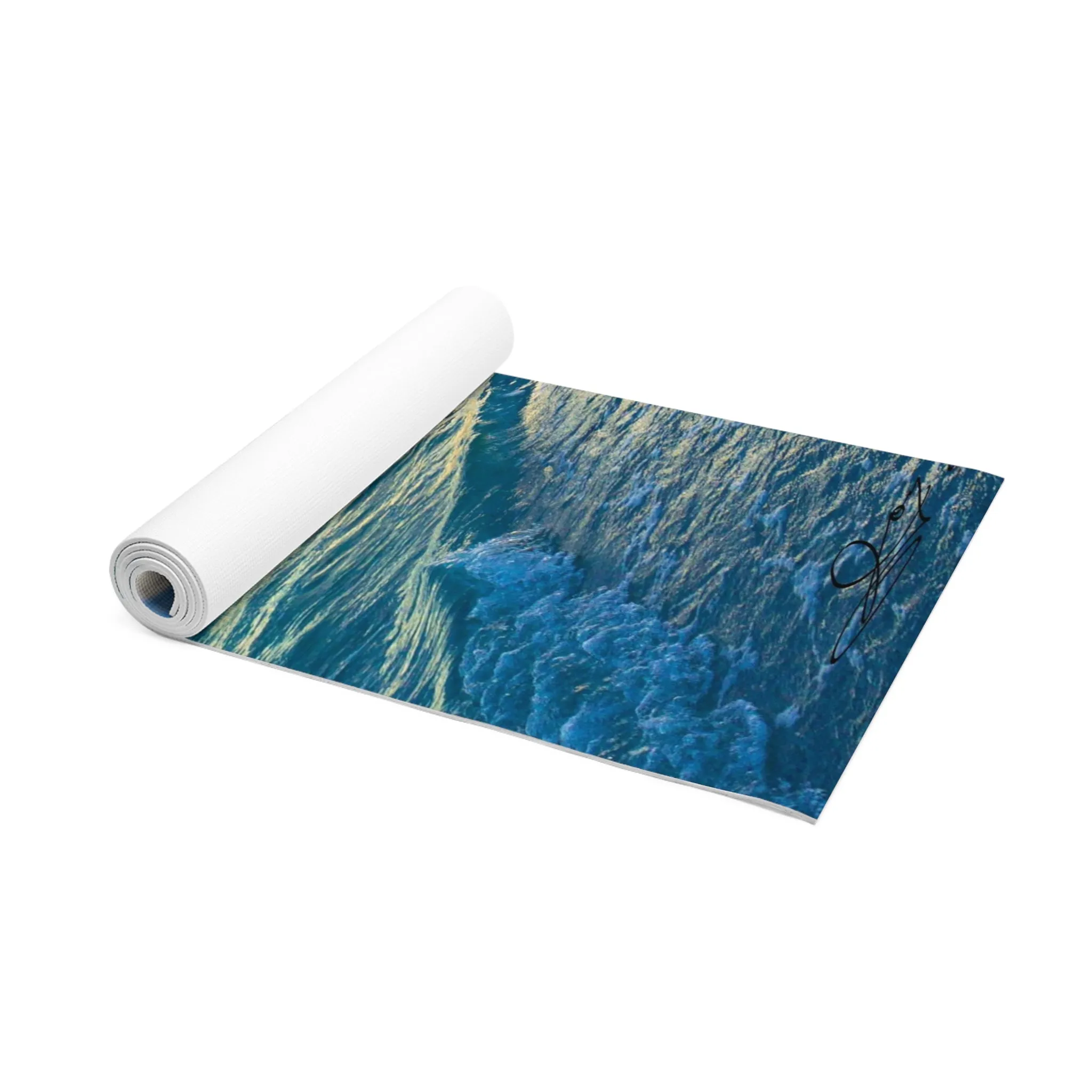 Blue Sea Glass - Foam Yoga Mat Custom Print Yoga Mats  Lightweight Cushioned Yoga Mat Edge to Edge Print Yoga Mats Synthetic Thermoplastic