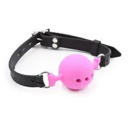 BREATHABLE SILICONE BALL GAG WITH LOCKING BUCKLE