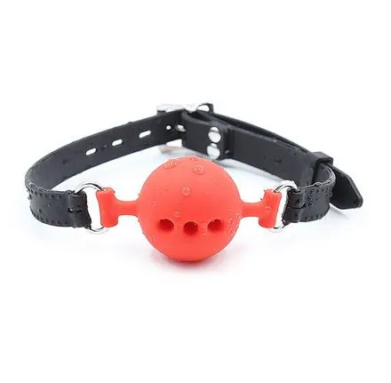 BREATHABLE SILICONE BALL GAG WITH LOCKING BUCKLE