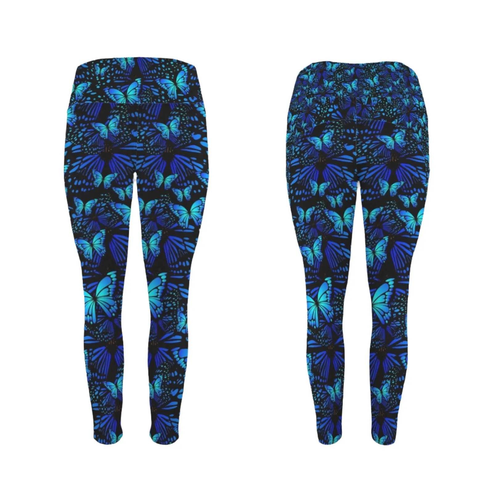 Butterflies Blue Pocket Leggings up to 5 XL (FWS)