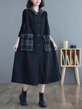 Champion Denim Plaid Hooded Dress