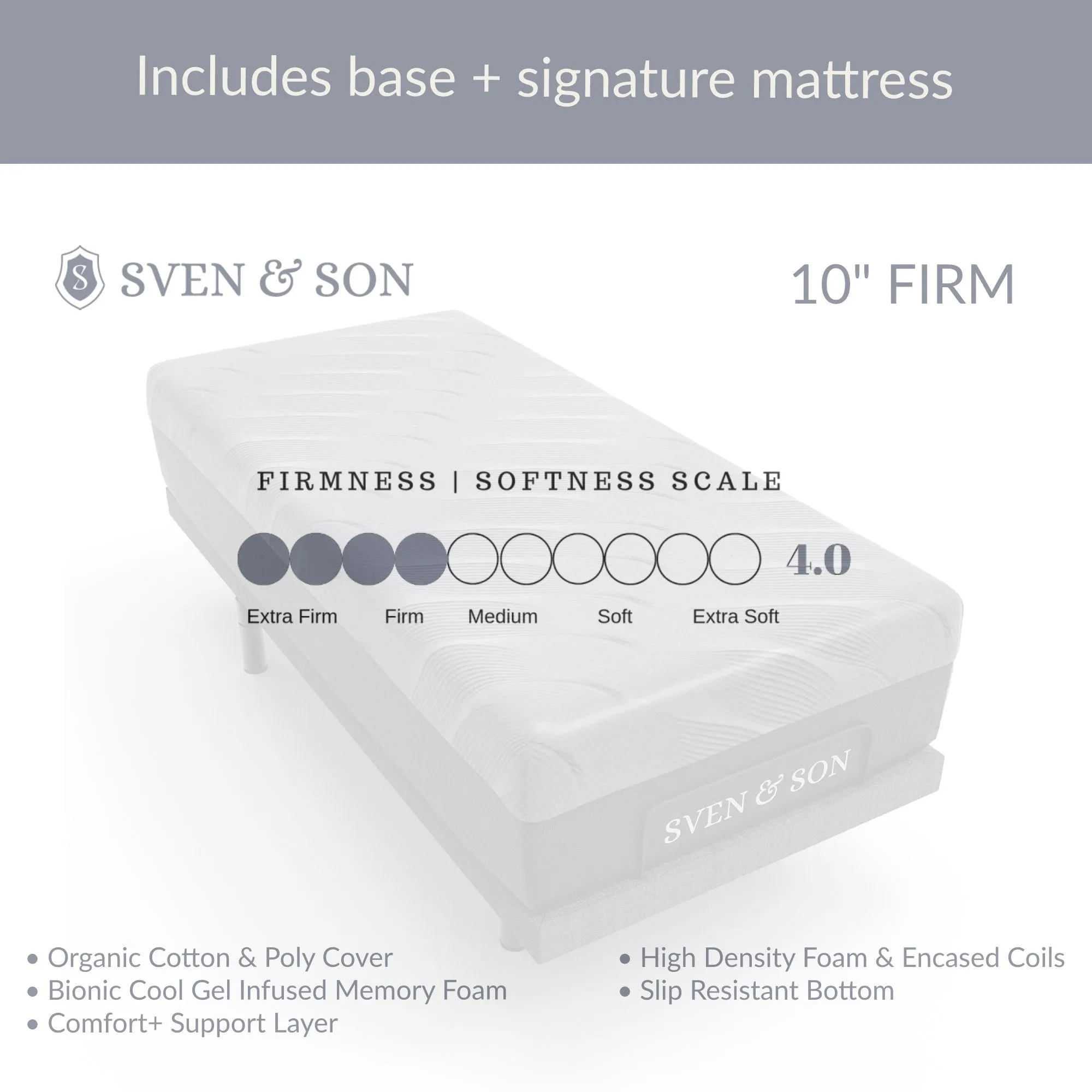 ClassicPlus  Series Adjustable Bed Base   Choice of Mattress Bundle