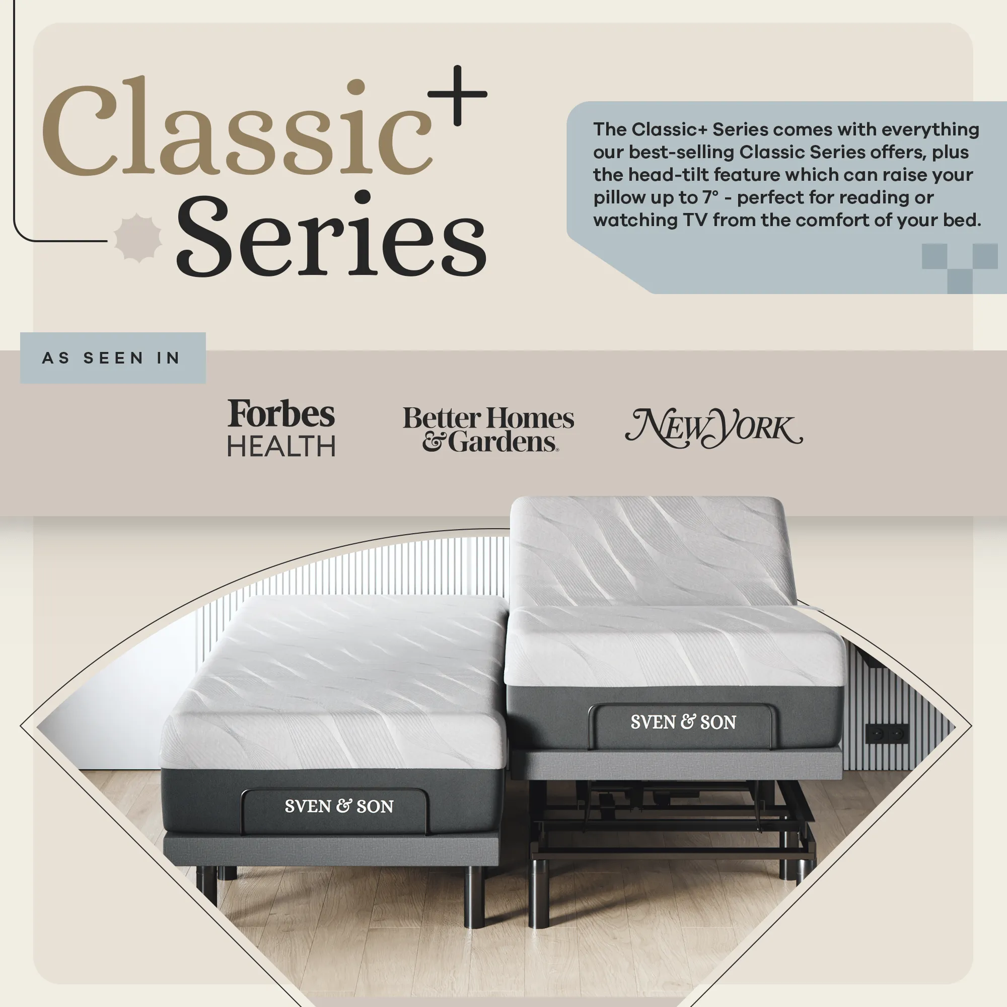 ClassicPlus  Series Adjustable Bed Base   Choice of Mattress Bundle