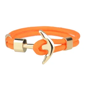 Classy Men Orange Gold Anchor Bracelet