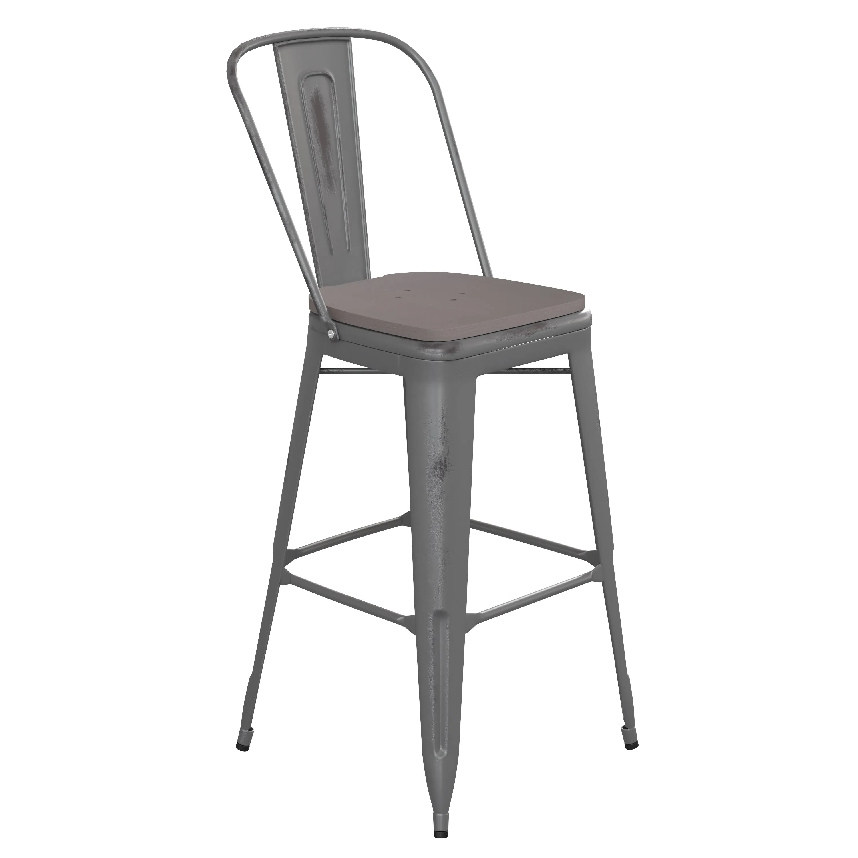 Clear Coat 30" Stool-Gray Seat XU-DG-TP001B-30-PL1G-GG