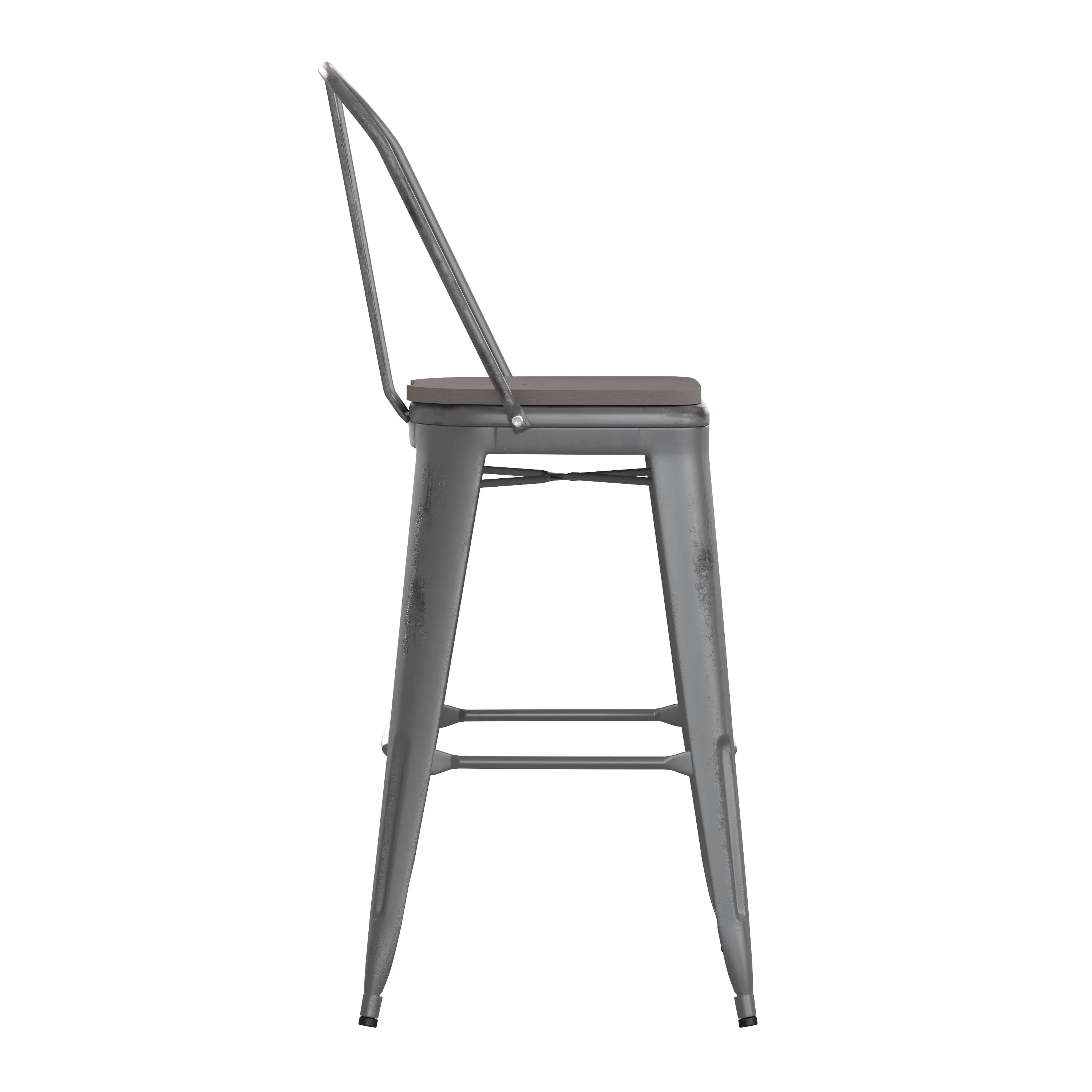 Clear Coat 30" Stool-Gray Seat XU-DG-TP001B-30-PL1G-GG