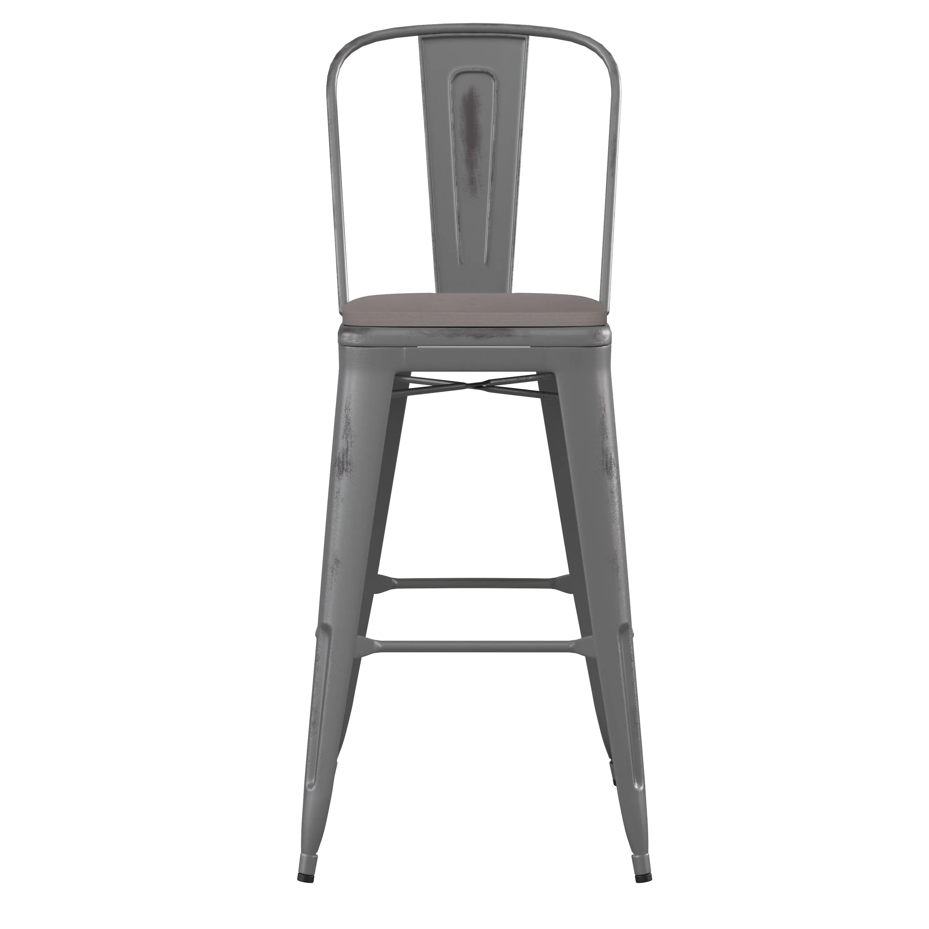 Clear Coat 30" Stool-Gray Seat XU-DG-TP001B-30-PL1G-GG