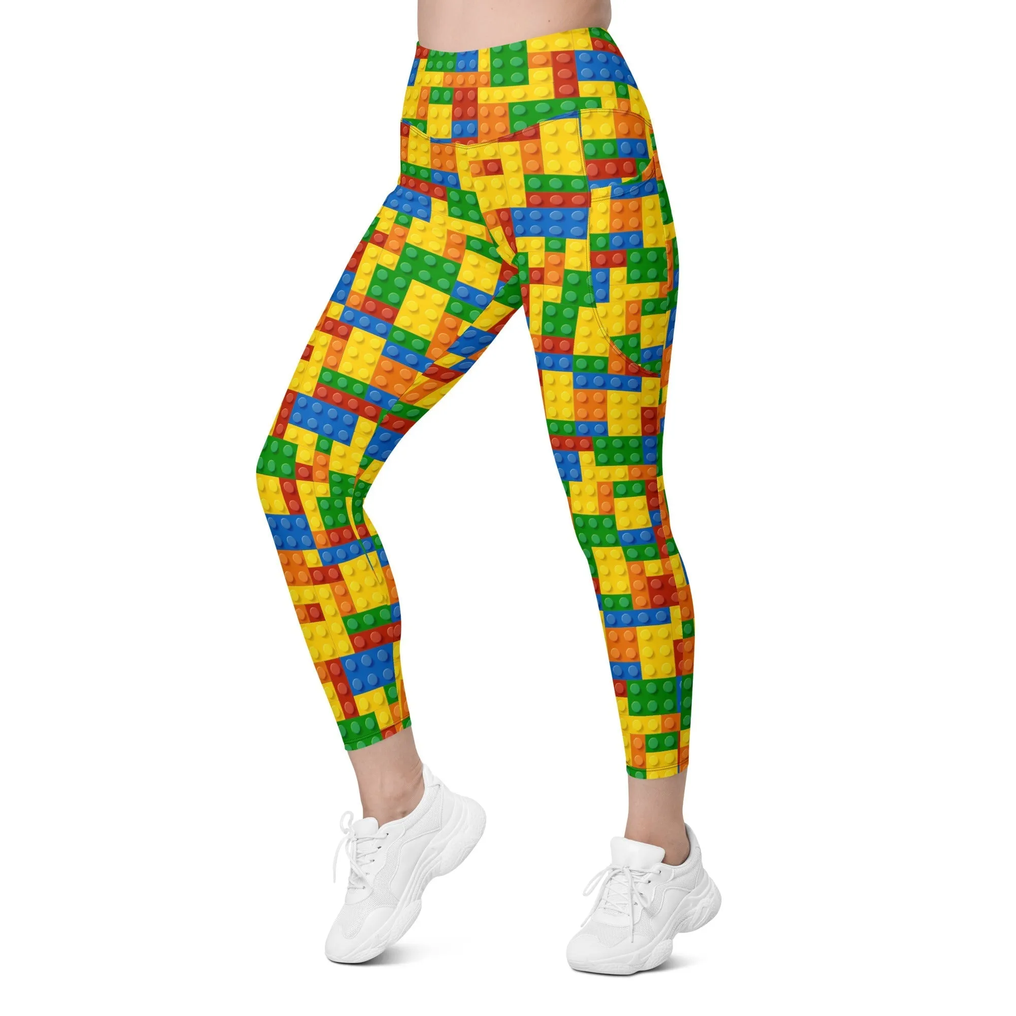 Colorful Blocks Leggings With Pockets