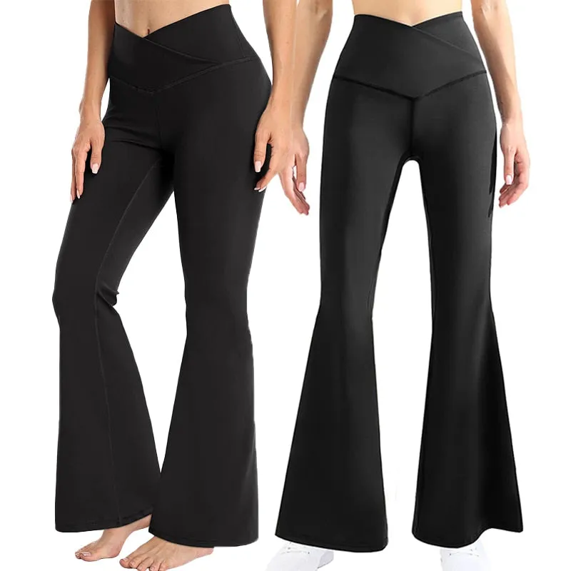 Crossover High Waisted Flare Pant Wide Leg