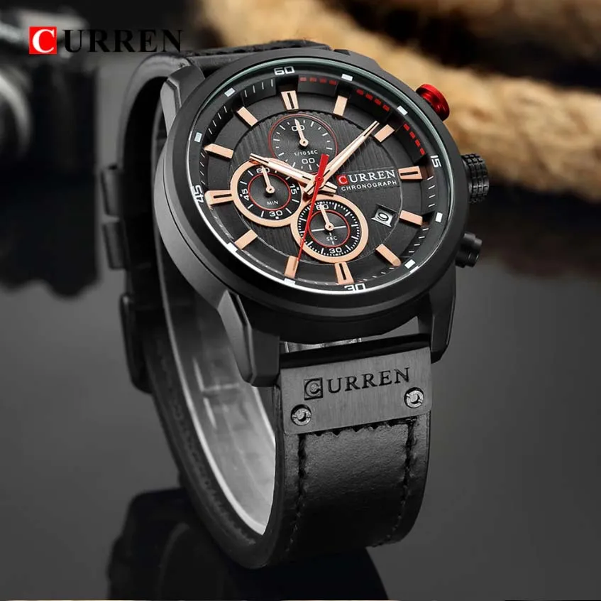 CURREN Original Brand Leather Straps Wrist Watch For Men With Brand (Box & Bag)-8291