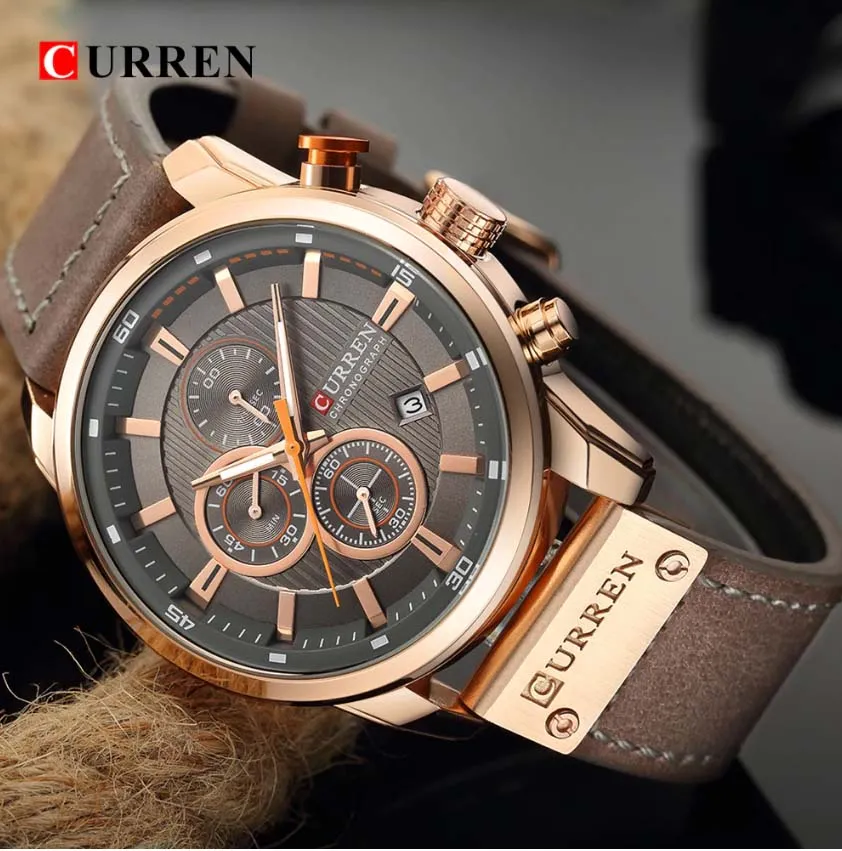 CURREN Original Brand Leather Straps Wrist Watch For Men With Brand (Box & Bag)-8291