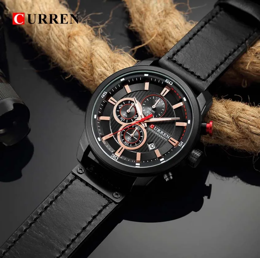 CURREN Original Brand Leather Straps Wrist Watch For Men With Brand (Box & Bag)-8291