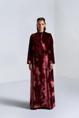 DC2401MRV Velvet Ember Maroon Velvet Suit Jacket Cut Abaya