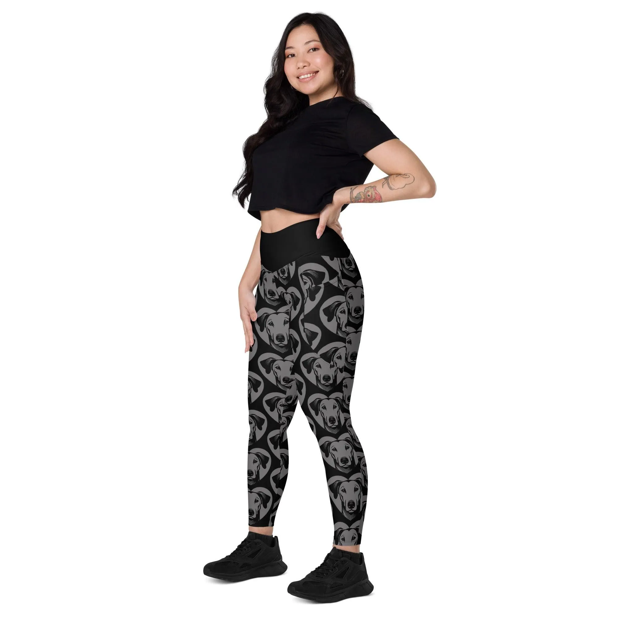 DOG BREED LEGGINGS with pockets - AZAWAKH - HERTTAHOUND - grey