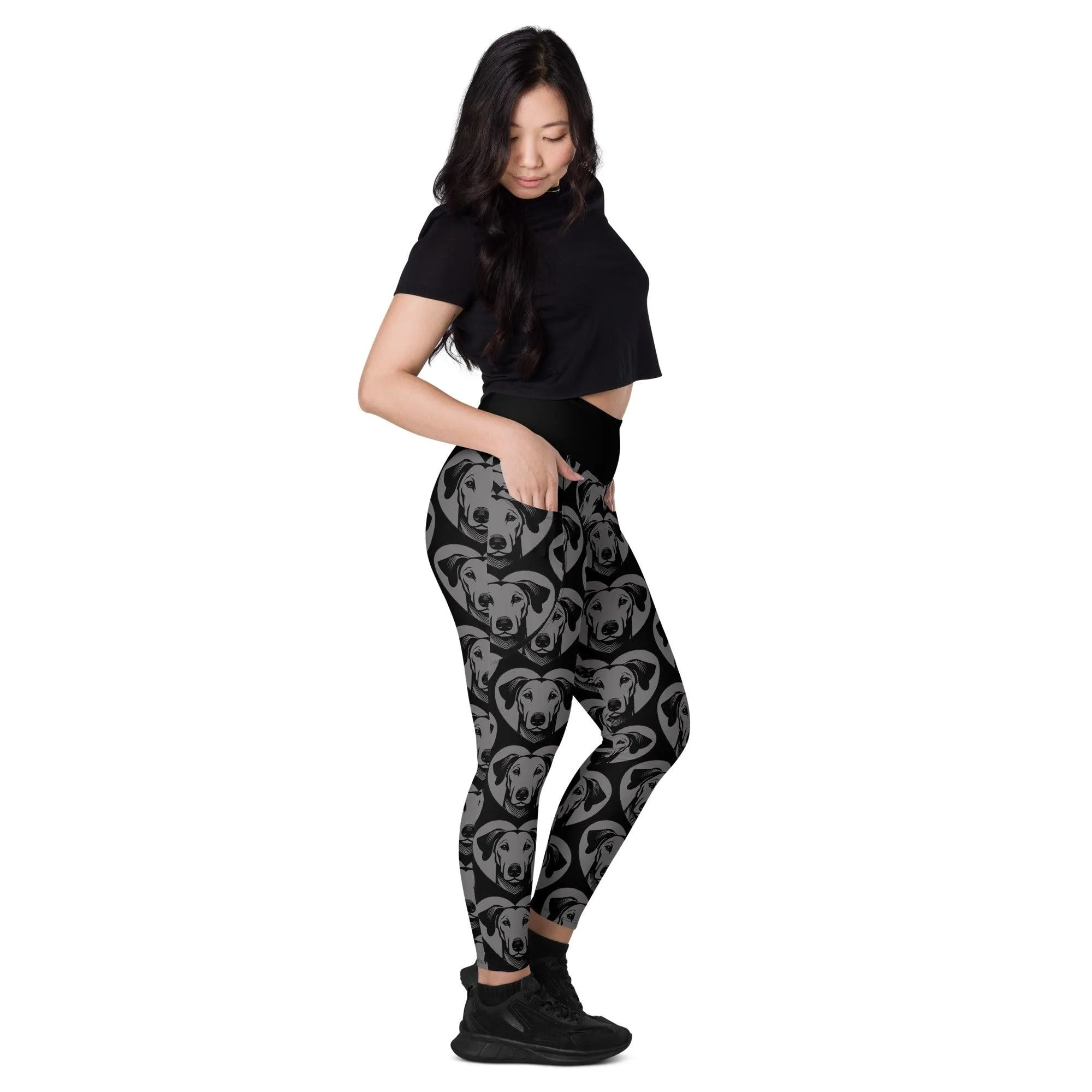 DOG BREED LEGGINGS with pockets - AZAWAKH - HERTTAHOUND - grey