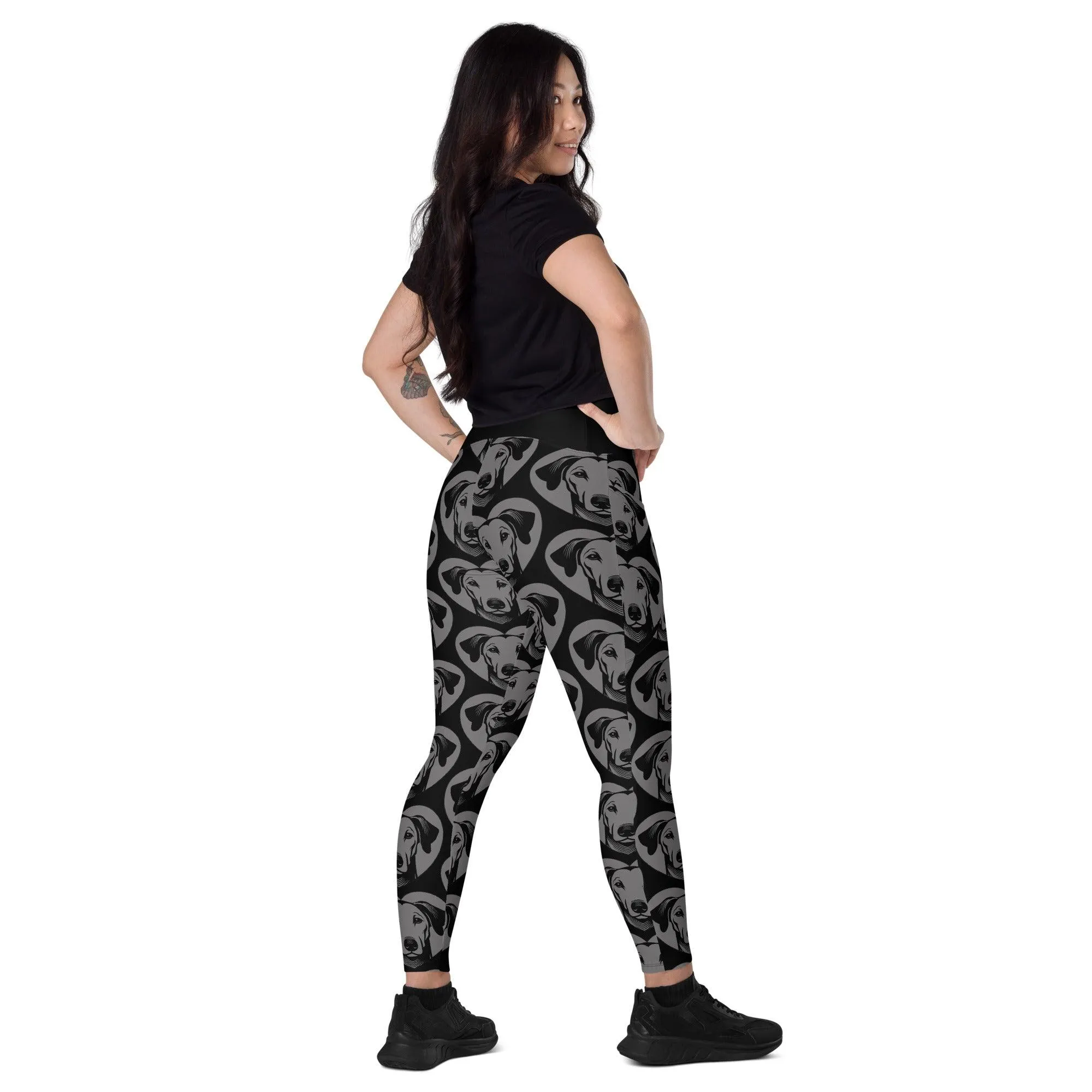 DOG BREED LEGGINGS with pockets - AZAWAKH - HERTTAHOUND - grey