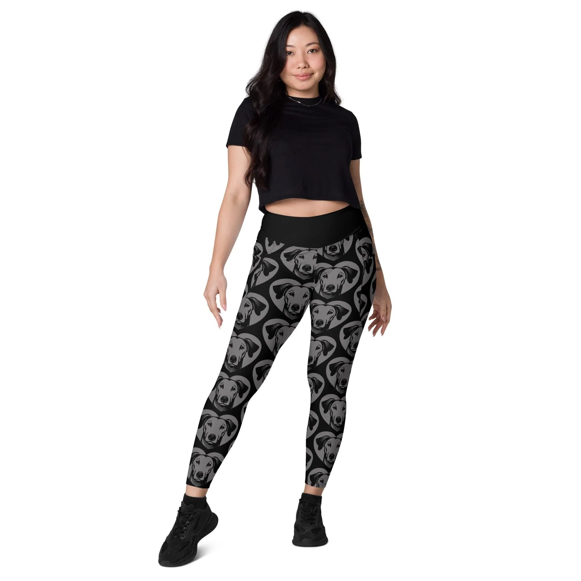 DOG BREED LEGGINGS with pockets - AZAWAKH - HERTTAHOUND - grey