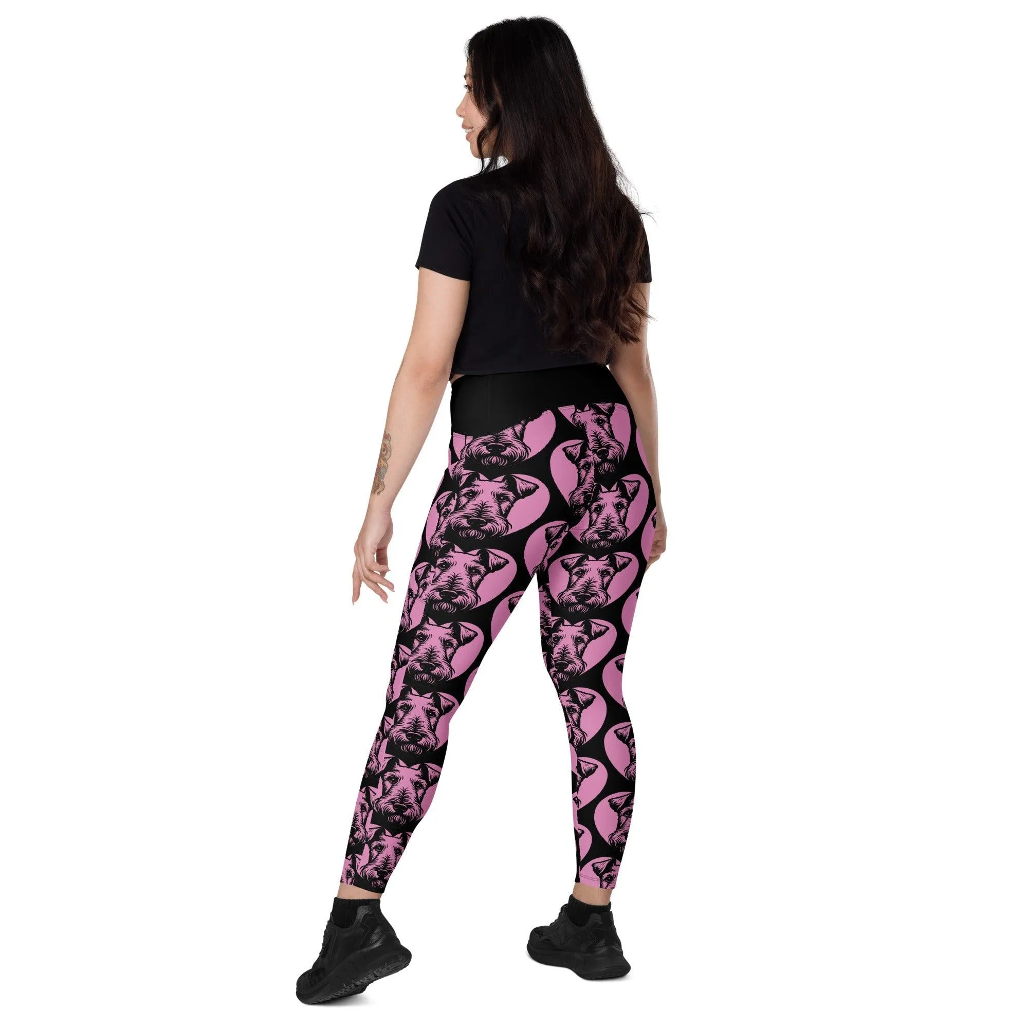 DOG BREED LEGGINGS with pockets - IRISH TERRIER - HERTTAHOUND - pink