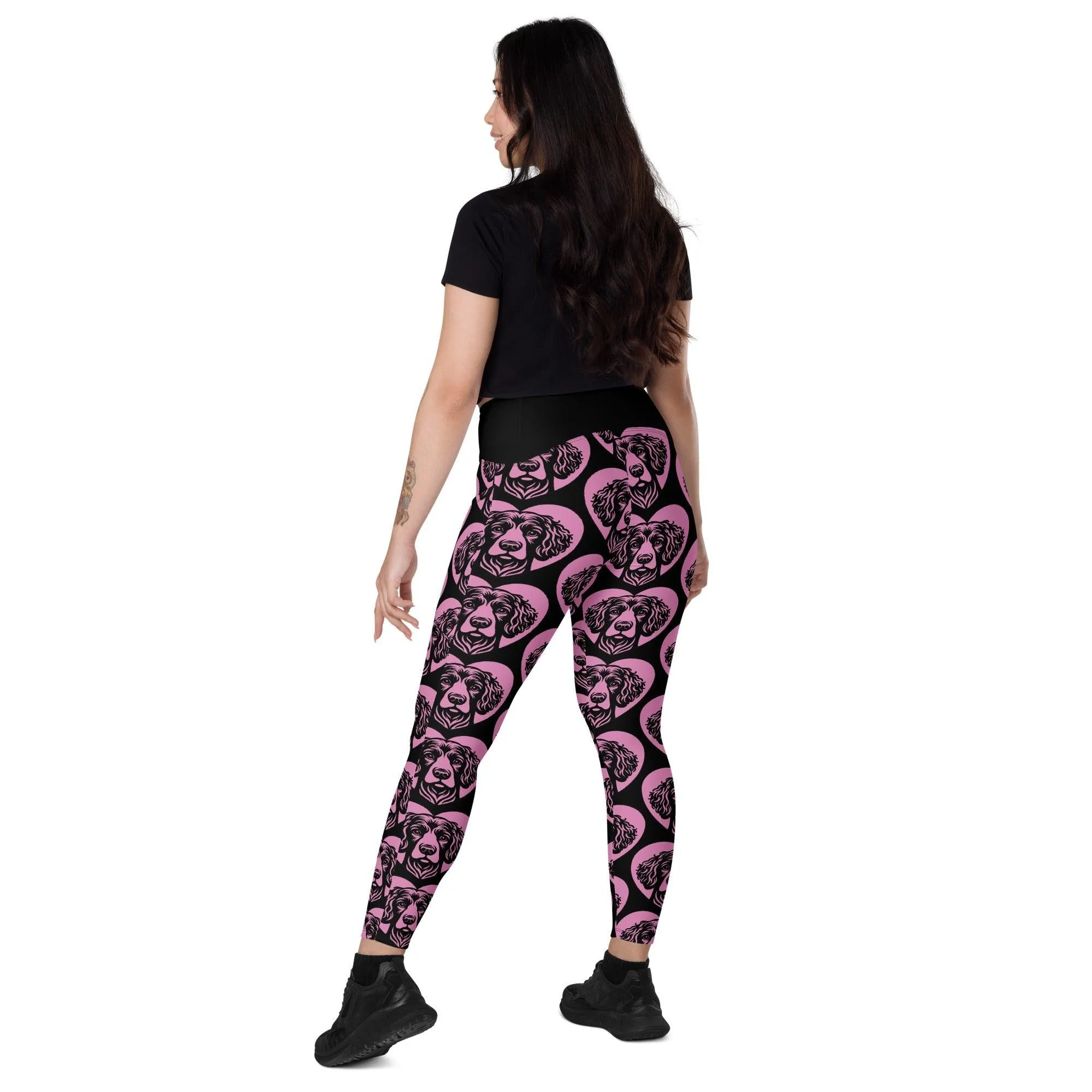 DOG BREED LEGGINGS with pockets - IRISH WATER SPANIEL - HERTTAHOUND - pink