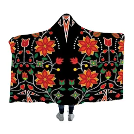 Floral Beadwork Six Bands Hooded Blanket