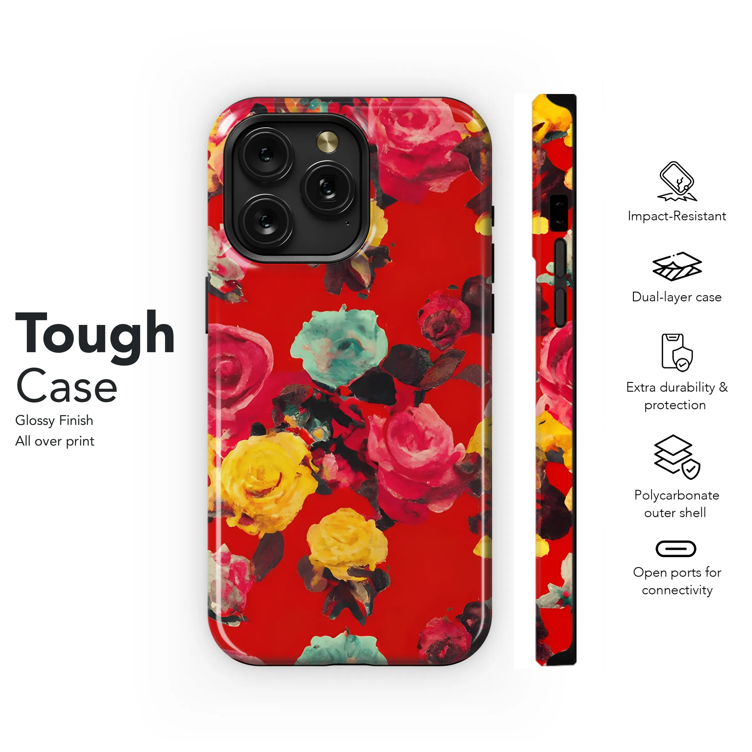 Frida Red Roses Phone Case iPhone Samsung Cover Pixel 3275