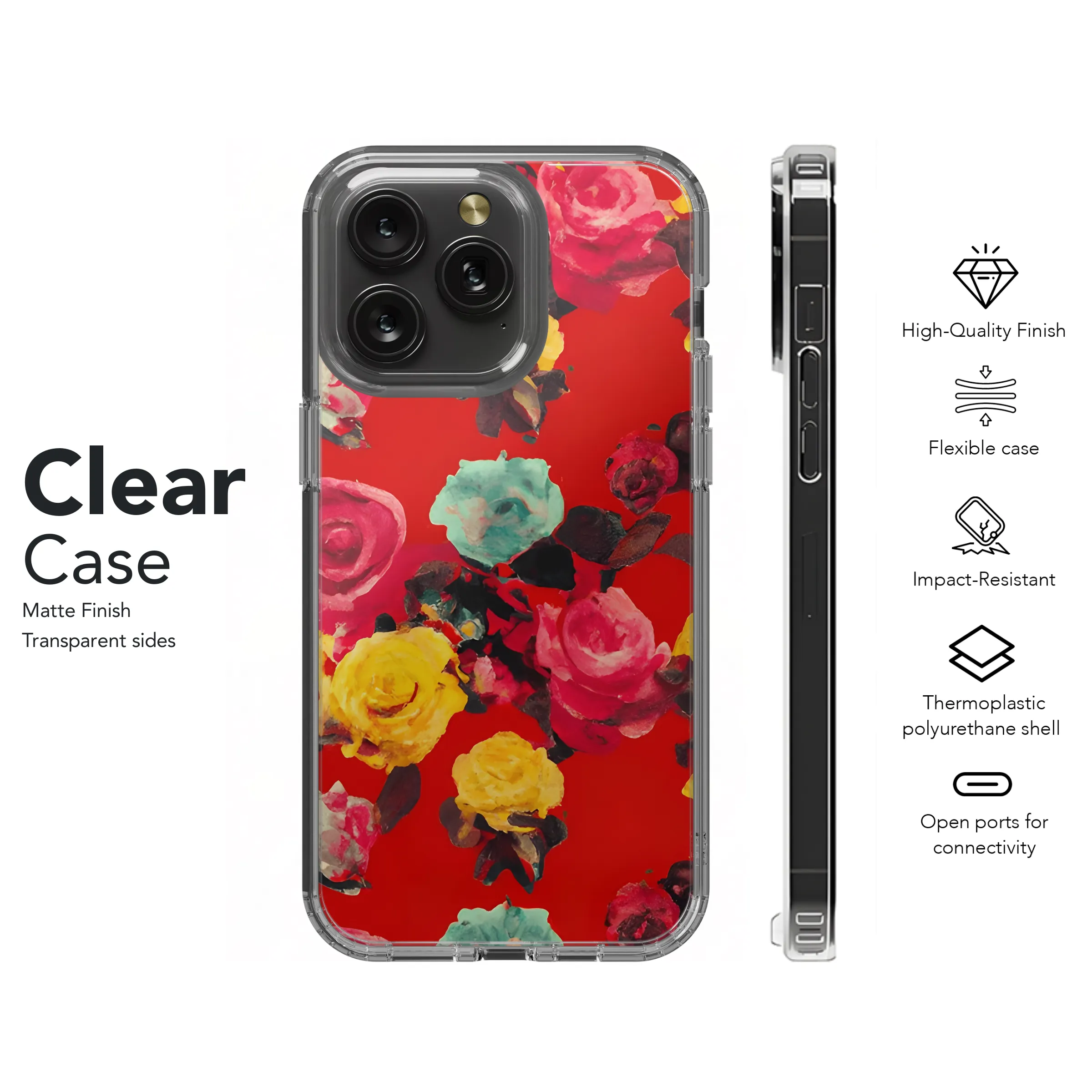 Frida Red Roses Phone Case iPhone Samsung Cover Pixel 3275