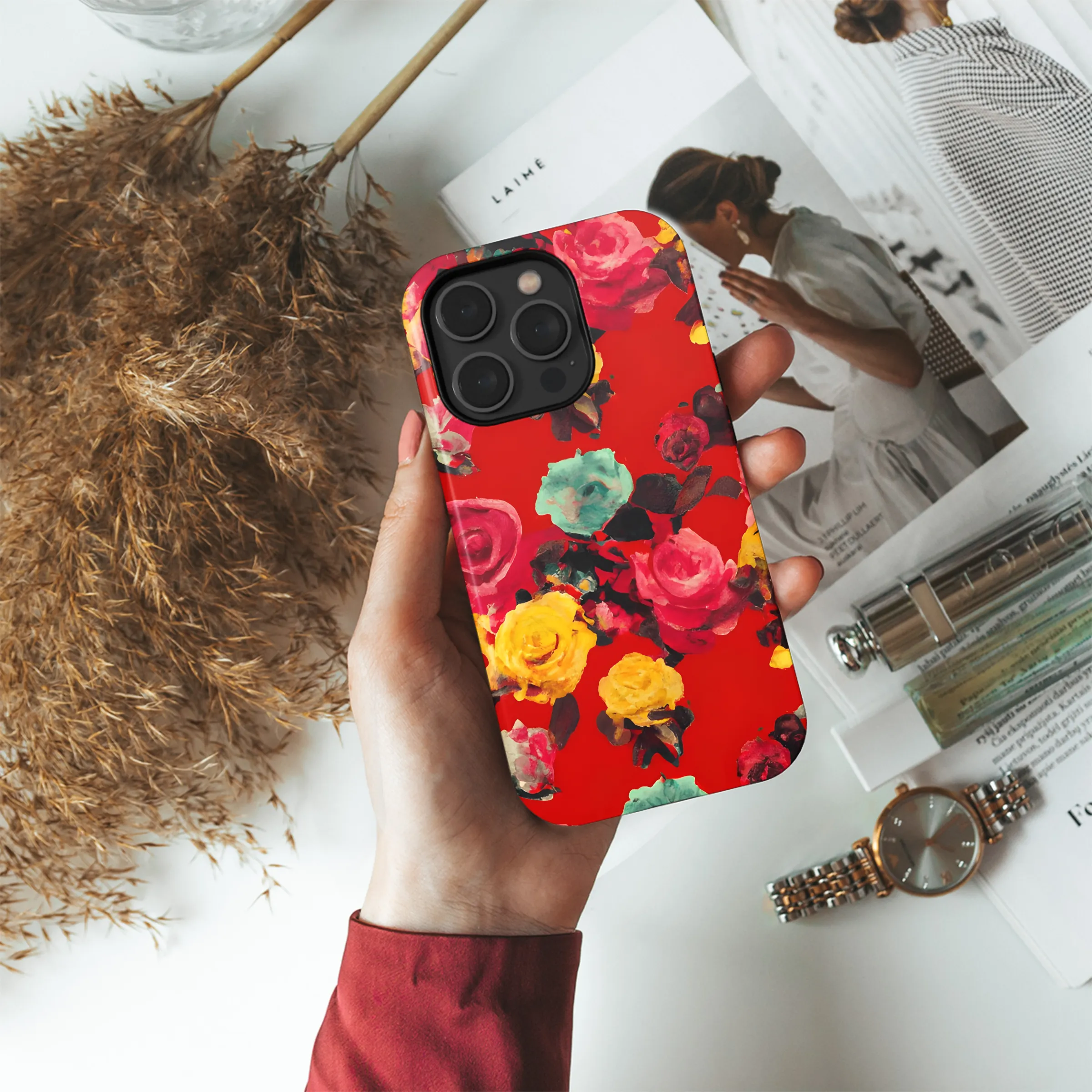 Frida Red Roses Phone Case iPhone Samsung Cover Pixel 3275